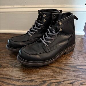 Frye Men's Hudson Workboot Lug | Black Leather Lace-Up Boots